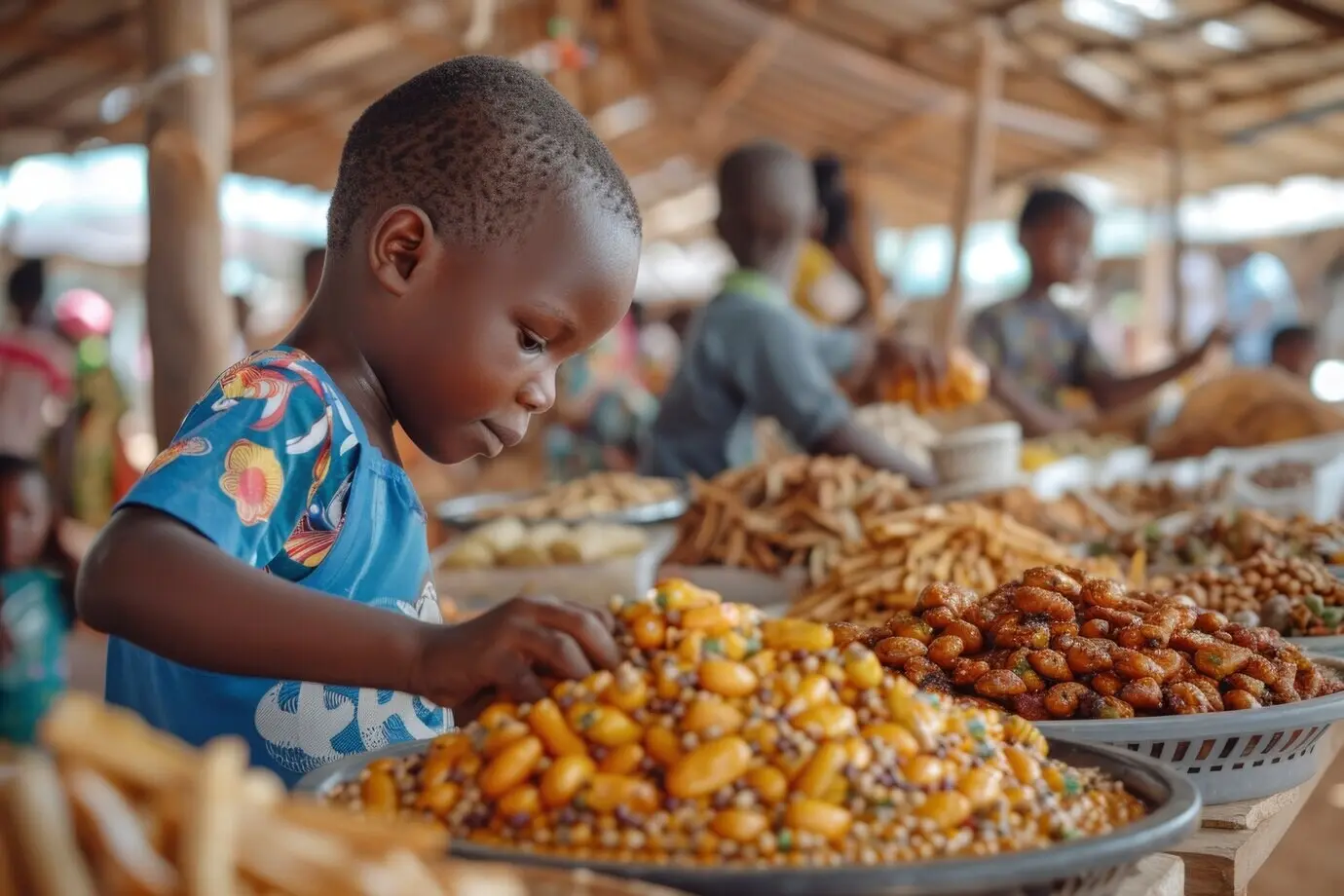 Afrikanisches Kind auf einem Marktplatz