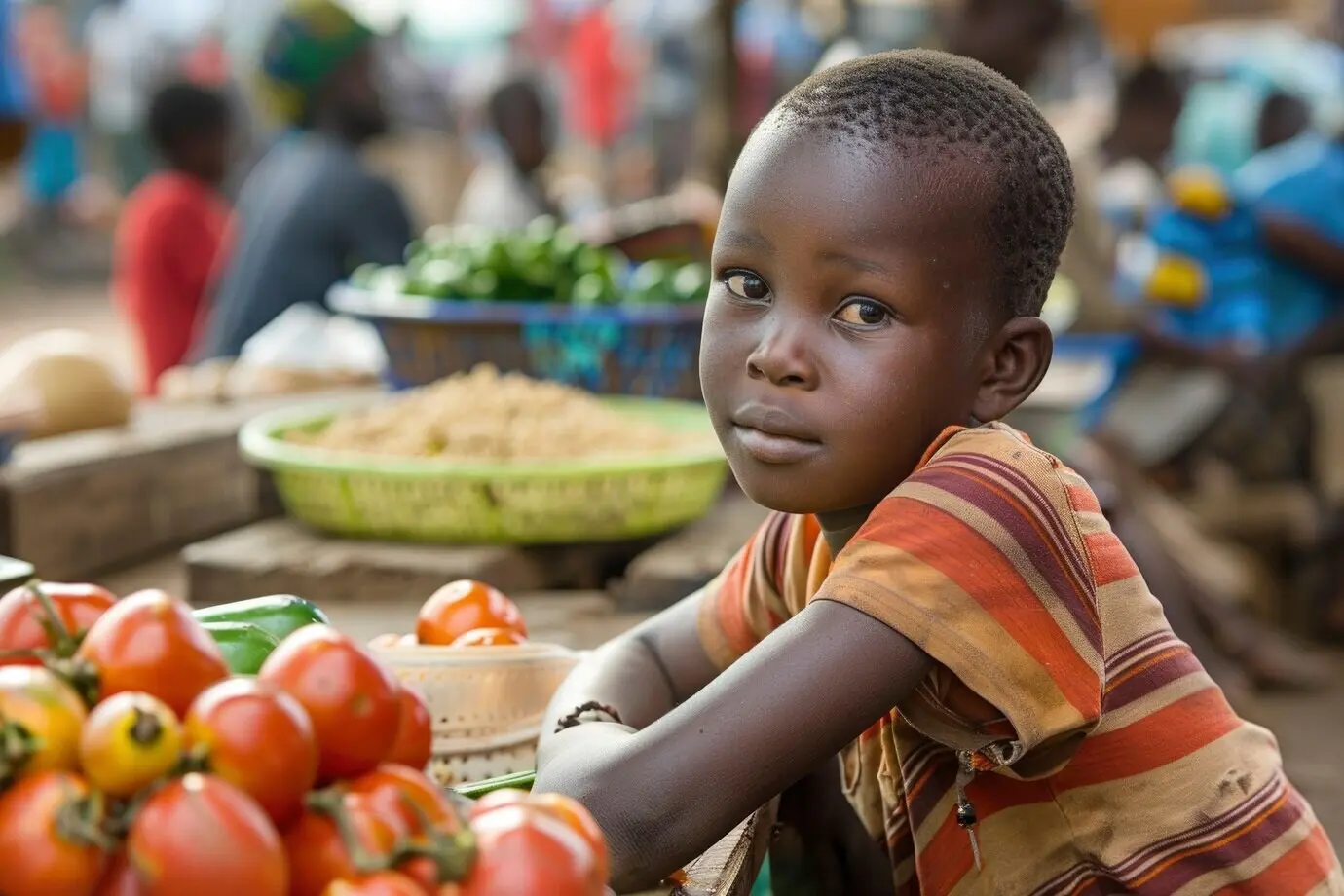 Ein afrikanisches Kind auf einem Markt